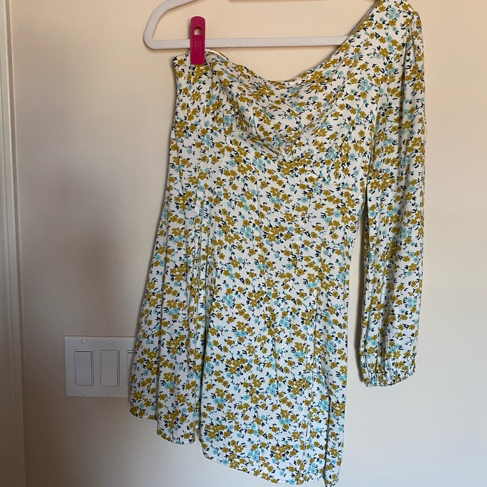 One shoulder floral dress